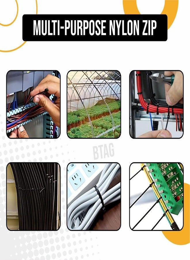 Crae Cable Zip Ties Heavy Duty Strong Wire Organizer | Self-Locking Fasteners | Plastic Cable Clamp | Strap Wraps and Zip Ties | Nylon Plastic Cable Ties | Durable and Soft Custom Sizes |8 Inch Black - Image 5